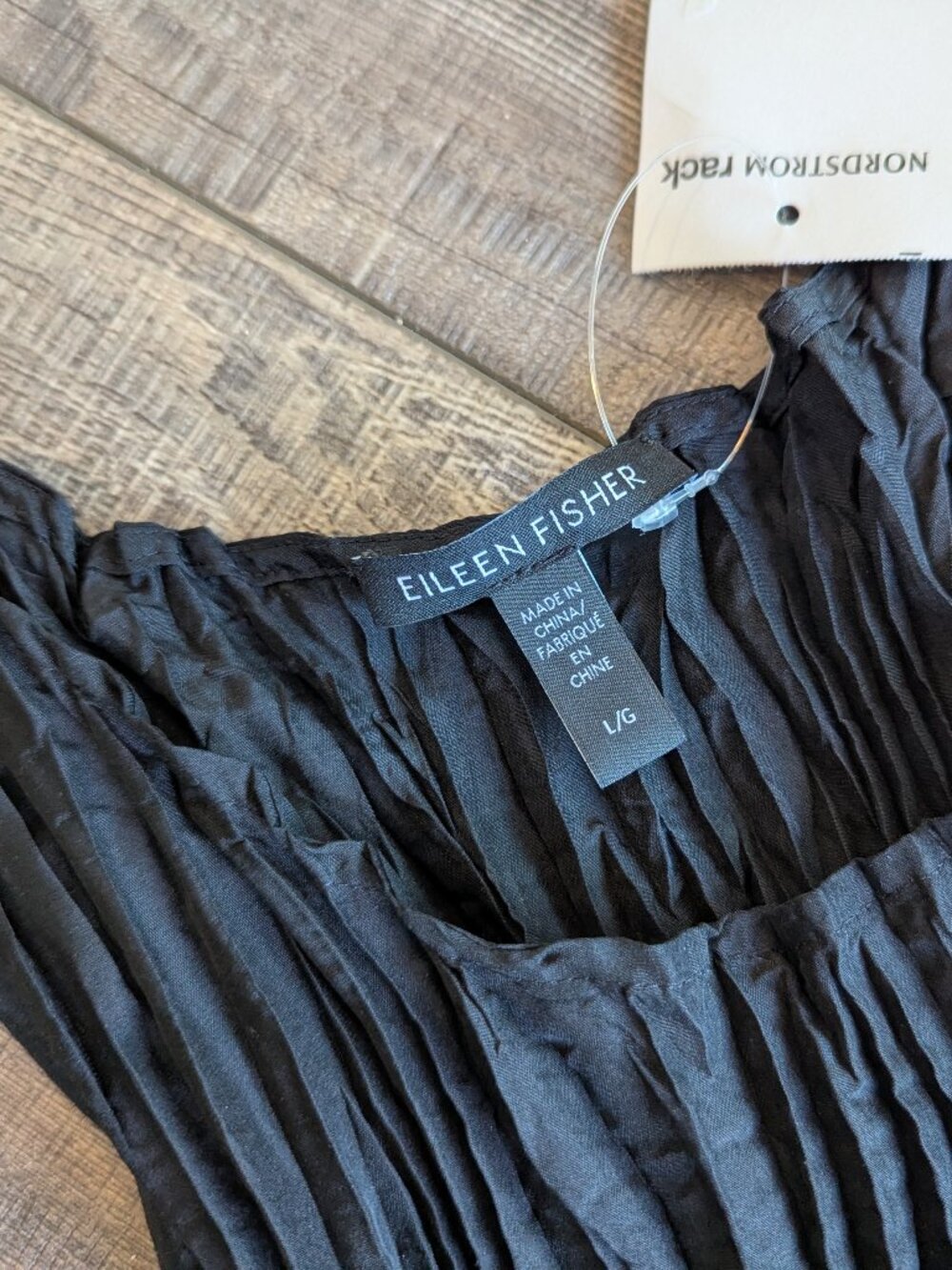 NWT Eileen Fisher Women's Crushed Silk Tiered Maxi Dress Black L Travel Luxury - Picture 4 of 8
